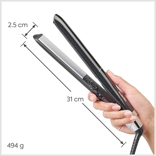 Midnight Shine Glätteisen, Haarglätter mit Titan‑Keramikplatten, Extra lange Stylingplatten, 13 Temperaturstufen (170–235°C), Schnellaufheizung, Anti‑Frizz Glanz Finish, ST590E