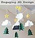 Sorrel + Fern Baby Crib Mobile (Starry Woodland Night, Long Evergreen) - Nursery Decoration Ceiling Mobile and Baby Shower for Boys & Girls