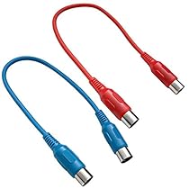 Seismic Audio - SAMIDIBlue1 & SAMIDIRed1 - (2 Pack) Blue and Red MIDI Cables 1 Foot - Keyboard Data Patch Cords
