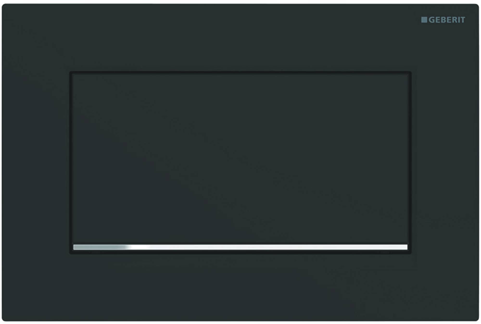 Geberit Sigma 30 115893141 Actuator Plate for Flush-Stop Flushes, Front Actuation, Panel + Buttons Matt Black Stripes Chrome