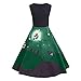 Lelili Women Vintage Halloween Party Dress Elegant Witch Printed Patchwork Flowy Swing A-Line Mini Prom Gown Dress (L, Green)