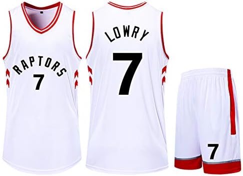 Haoshangzh55 Jersey Toronto Raptors Kyle Lowry No. 7 Basketball Uniform Suit Male Competition Training Team Wear Adult Children,White,M
