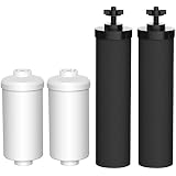 AQUA CREST Black and Fluoride Water Filter, Replacement for Berkey®, Purewell®, BB9-2® Black Filters & PF-2® Fluoride Filters, Waterdrop Gravity Water Filter System, NSF/ANSI 372 Standard