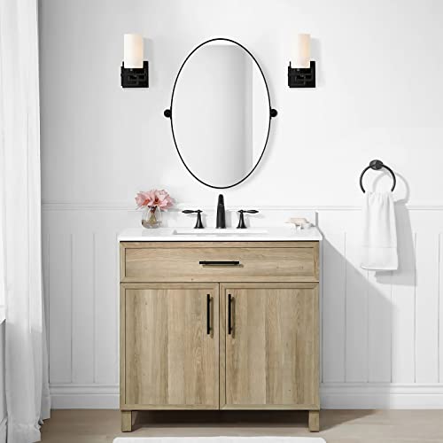 ANDY STAR Pivot Mirror, Black Oval Pivot Bathroom Mirror, Oval Matte