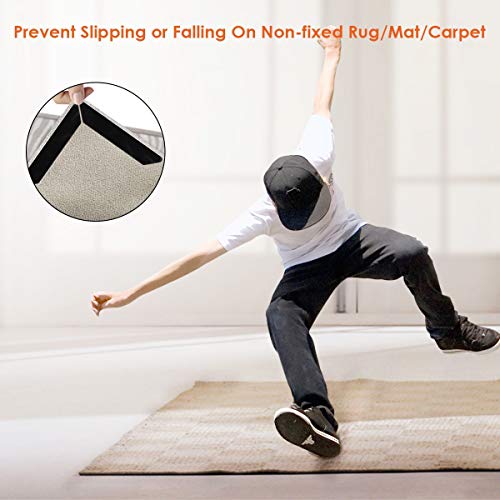 12Pcs Traceless Reusable Carpet Anti-Slip Sticker Rug Grippers Mat Pads Tape Rug Sticker with Strong Sticky for Office Kitchen Bathroom