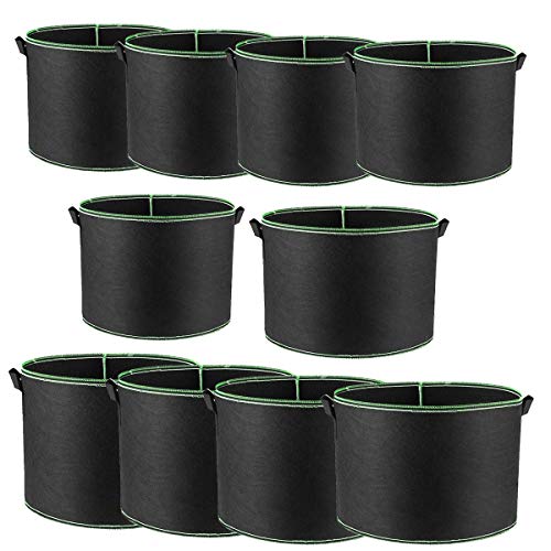 Ke senle 10 Pack 2 Gallon Grow Bags,Nonwoven Vegetable Flower Plant Grow Bags with Durable Handles