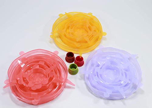 Silicone Stretch Lids - 18pcs Reusable Silicone Bowl Covers Durable Elastic Food Storage Covers Lids Leakproof Seal Covers for Bowls in Various Sizes Keep Food Fresh, Bonus 3pcs Wine Bottle Stoppers - Thumbnail 6