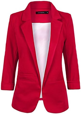 MIKTY Candy Color Blazer Rolled up Sleeve OL Leisure Suit for Womens Customized US Size S-2XL