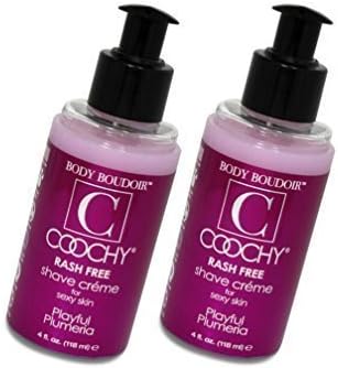 Coochy Rash Free Water Based Shave Cream and Moisturizer PLAYFUL PLUMERIA (Safe for All Body Parts Including Face and Intimate Areas) - Size 4 Oz (Pack of 2)