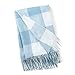 GOOD MANORS Buffalo Plaid Throw Blanket with Fringe, Farmhouse Check Pattern, Ultra Lightweight 15 oz, Woven Soft Breathable Stylish, 50 x 60 in. (Sky Blue)