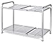 Auledio Metal Under Sink 2-Tier Expandable Shelf Organizer Rack, Adjustable Height and Position, 7 Removable Shelves - Expandable 18'' to 25''for Kitchen Bathroom Cabinets Storage, Chrome