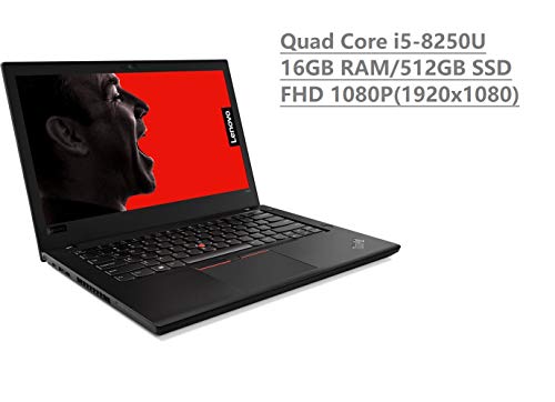 2019 Lenovo Thinkpad T480 14″ Full HD FHD (1920×1080) Business Laptop (Intel 8th Gen Quad-Core i5-8250U, 16GB DDR4 RAM, 512GB SSD) Backlit, Thunderbolt 3 Type-C, WiFi, Windows 10 Pro, Black