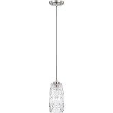 Capital Lighting 328611BN-450 Dose Art Deco Embossed Glass Mini Pendant, 1-Light 100 Watt, 11" H x 5" W, Brushed Nickel