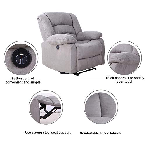 Modern Power Recliner with USB Charging Port - LCH Heavy Duty Microfiber Single Thicker Cushion Ergonomic Reclining Sofa Chair