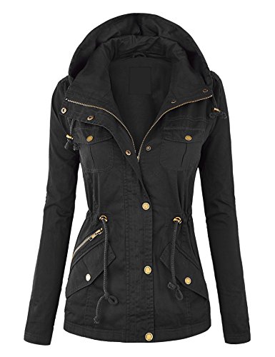 Come Together California WJC643 Womens Pop of Color Parka Jacket XL Black