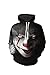 Men's Floral Print Clown Hoodie Long Sleeve Pullover with Pocket Black L