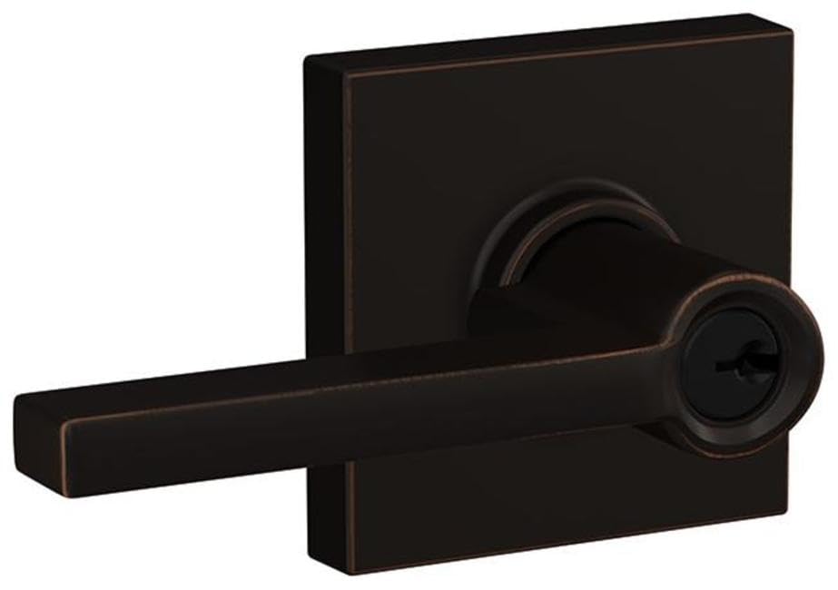 Photo 1 of SCHLAGE F51A LAT 716 COL Latitude Lever with Collins Trim Keyed Entry Lock, Aged Bronze