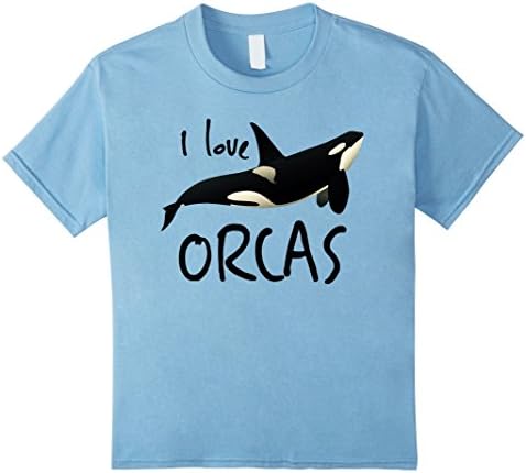 Kids I Love Orcas Tee Killer Whale Lovers T-Shirt 6 Baby Blue