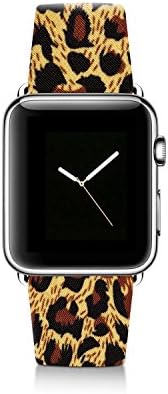 Apple Watch Band 38mm by VeeDoo, Replacement Watchbands for iWatch Series with Fashion Design Leopard Pattern Leather Strap WristBand For Men Womens with Silver Adapters &amp; Buckle