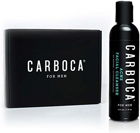 Men's Acne Face Wash with Activated Charcoal - Clean and Protect Acne Prone Skin Daily - Absorb Toxins, Fight Bacteria, Blackheads - All Natural Ingredients, Essential Oils, Aloe Vera &amp; Vitamin E - Carboca