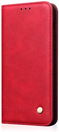 Samsung Galaxy S10 Plus Case, Shockproof Elegant Retro PU Leather Wallet Case with Magnetic Closure Kickstand Card Holder ID Slot Slim Fit Flip Protective Cover for Samsung Galaxy S10 Plus Red