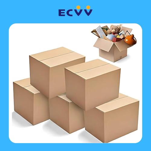 ECVV® [2 Pack] XXL-Large Double Wall 100% Recyclable Corrugated Cardboard Moving Boxes with 60 KG Capacity, [60 x 60 x 80 cm] Carton Boxes for Packaging, Shipping and Storage, 5 ply [Color : Brown]