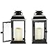 LampLust Outdoor Solar Powered Lantern with Flameless LED Pillar Candle, 11 Inch Tall, Set of 2, Waterproof, Black Metal, Hanging Decorative Candle Lamp for Porch, Floor or Patio Home Decor