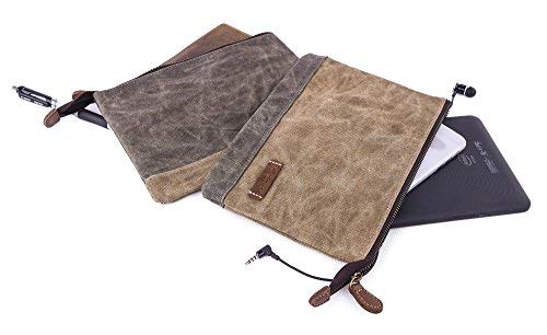 Gootium Waxed Canvas Zipper Pouch - Water Resistant Storage Holder Accessories Organizer (Pack of 2)