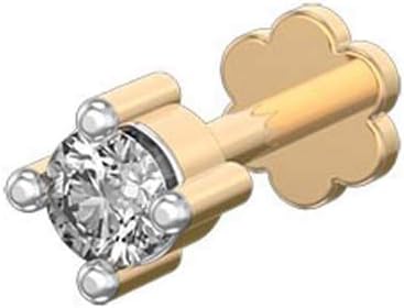SILVER SEA EMPIRE1 Carat White D/VVS1 Diamond 14K Yellow Gold Plated 925 Sterling Silver Solitaire Nose Pin With Screw For Womens