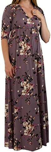 Embrace Your Bump 3/4 Sleeve Maternity And Nursing Maxi Dresss (Mauve, Large)