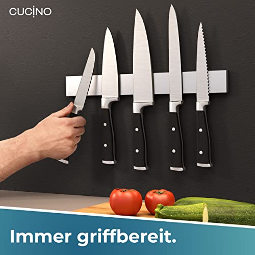 Cucino Knife Holder, Magnetic Adhesion Included 3M VHB adhesive tape – magnetic strip, self-adhesive for wall mounting, no drilling, 40 cm magnetic knife strip for kitchen, office and workshop