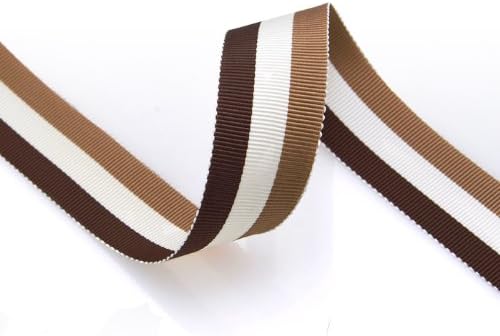 Grosgrain Stripe Ribbon 7/8" Dark Brown and Taupe 10 Yards