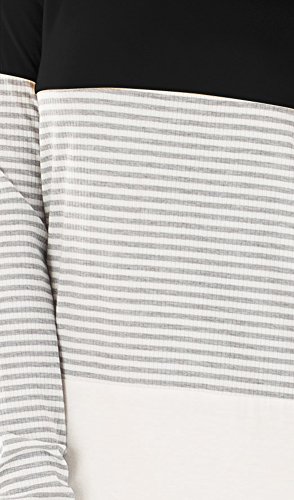 For G and PL Womens Cotton Color Block Casual Knits Shirts Long Sleeve Stripe Tunic Tops Black S - Thumbnail 5