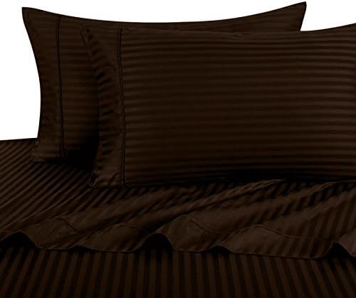 Ultra Soft &amp; Exquisitely Smooth Genuine 100% Plush Cotton 800 TC Pillowcase Set by Pure Linens, Lavish Sateen Stripes, 2 Piece King Size Pillowcase Set, Chocolate