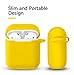 for Airpods Case - BlUEWIND Drop Proof Air Pods Protective Pom Pom Keychain Case Cover Silicone Skin for Apple Airpods 2 & 1 Charging Case, Cute Fur Ball Airpods Keychain/Strap (Yellow)