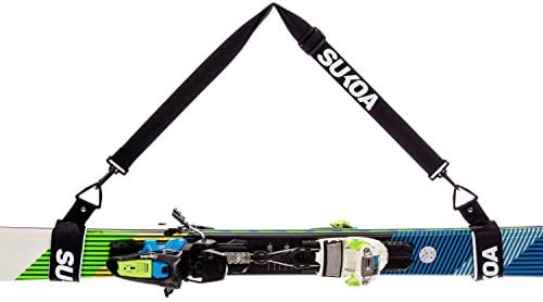 Sukoa Ski Carrier Straps – Shoulder Sling with Cushioned Velcro Holder - Protects Skis and Poles from Scratches and Damage – Downhill and Backcountry Snow Gear and Accessories - Lifetime Guarantee