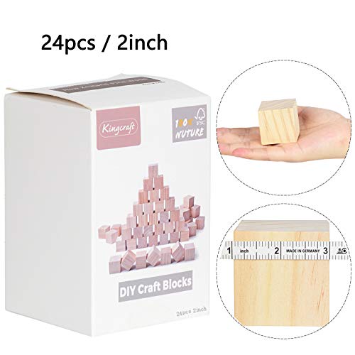 24pcs Solid Wood Craft Blocks DIY Crafts Carving Painting Art Supplies for Puzzle Making,2inch