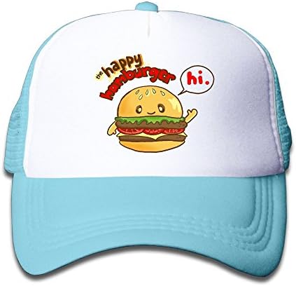Joijiouio Cartoon Hamburger Kids Sun Protection UnisexMesh Trucker Cap SkyBlue