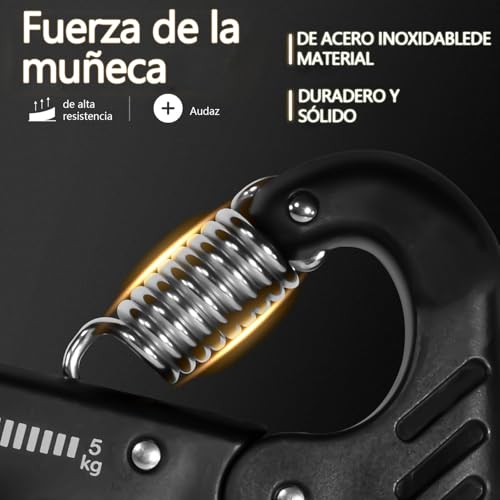 Rantuia Ejercitador de Mano, 5-100 kg Ajustable Fortalecedor de Fortalecedor de Agarre de Mano, Entrenamiento de Antebrazo Hand Grip para Deportes de Palma y Antebrazos y Dedos.