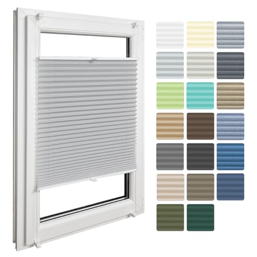 Home-Vision Premium Plissee ohne Bohren Klemmfix Grau B105 x H120cm