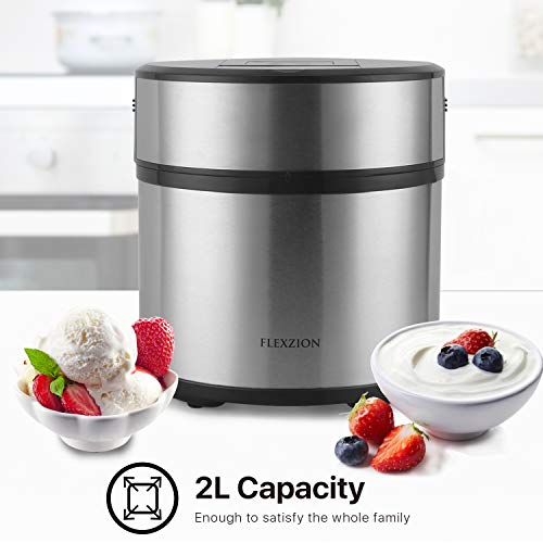 Flexzion Ice Cream Maker Frozen Yogurt Sorbet Gelato Maker Machine with Digital Timer