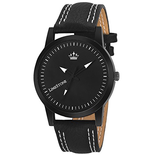 limestone signature series slim analogue black dial boys and mens watch - ls2649