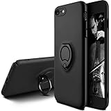 Besiva for iPhone 8 Case / iPhone 7 Case, Ultra Thin Slim Cover Case with 360 Degree Swivel Ring Kickstand Anti Scratch Durable Soft Touch Feeling Protective Case for iPhone 7 / iPhone 8 (Black)