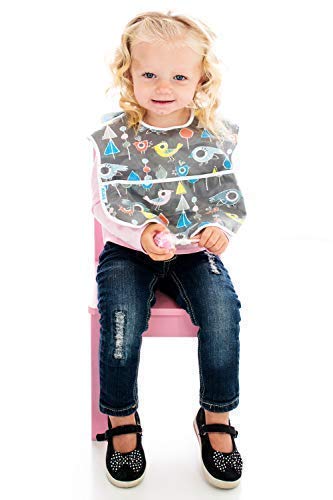 Waterproof Toddler Baby Bibs, 2 Pack Gift Set, Soft Extra Large Feeding Reflux Drool Teething Bibs, Triple Adjustable Snap Buttons, Washable, 6-36 Months, Boys and Girls - Thumbnail 4