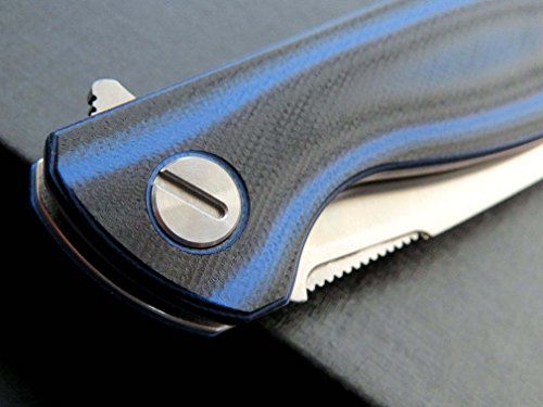Eafengrow EF33 Folding Knife G10 Handle Ball Bearing Tactical Pocket Knives Outdoor Survival Hunting Camping Tools (Blue stripes) - Thumbnail 4