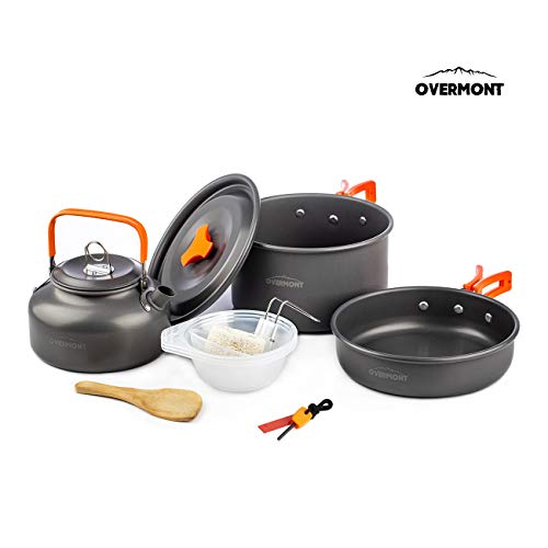 Overmont Ultralight Camping Cookware Set Outdoor Cooking Mess Kit Pots