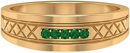 アンティーク刻印結婚指輪 ラウンドエメラルドリング 5月誕生石リング ユニークなアニバーサリーリング グリーンジェムストーンリング アールデコリング 14k イエローゴールド Size 22 Gcamedia Com