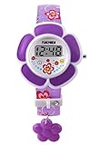 Bo Yi Kid's SK1144B Novelty Cute Flower Shape Digital Watch Purple