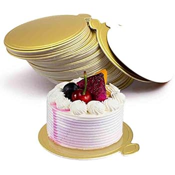 HANSGO Mini Round Golden Cardboard Cake Base, Mousse Cake Boards100PCS Cake Paper Plates Circle Cardboard Base Dessert Board Base Grease