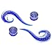 Spiral Glass Ear Tapers 00 Gauge Blue Ink Glow in the Dark with Plugs (10mm) - 4 Pieces